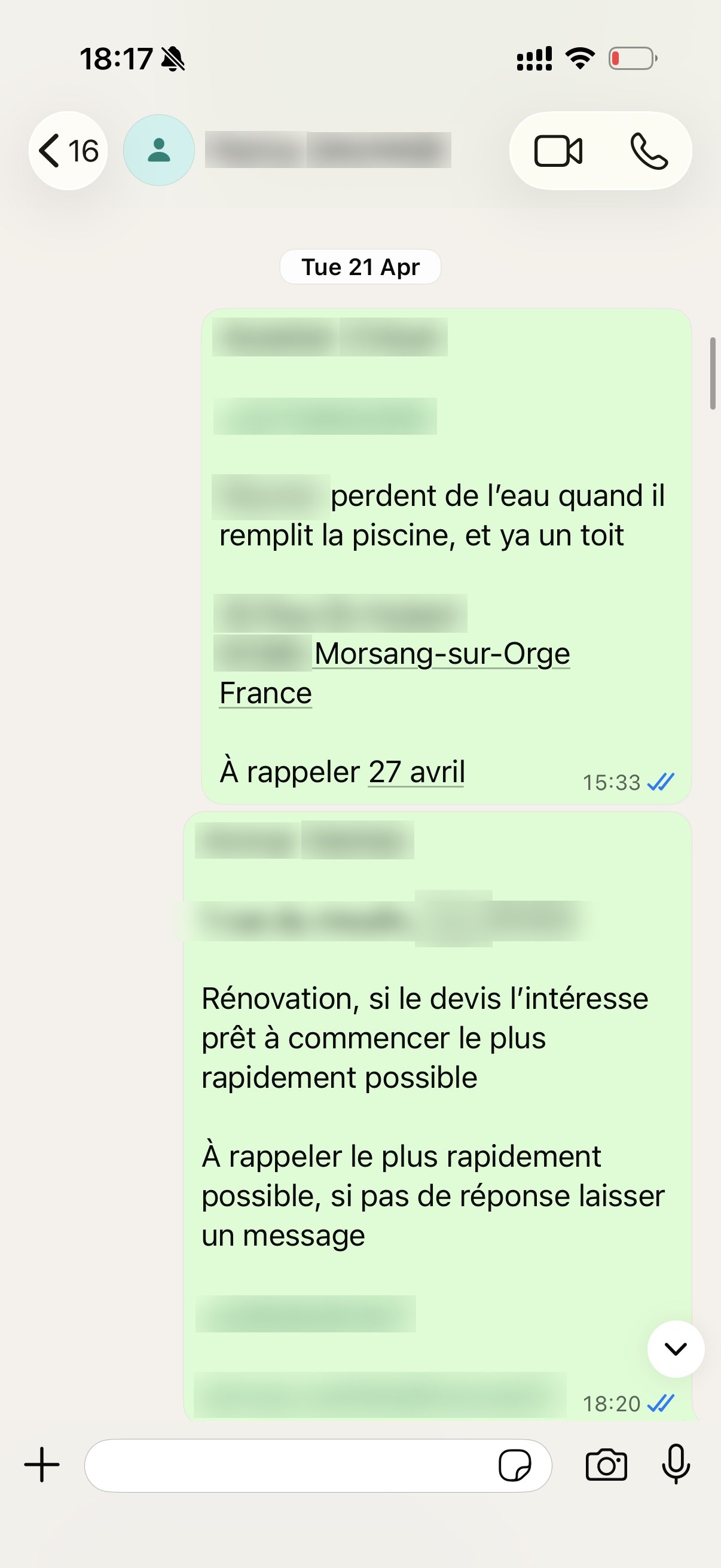 Infiniment Bleu — Patrice SAUVAGE — Demande détaillée avec localisation — Morsang-sur-Orge (91).