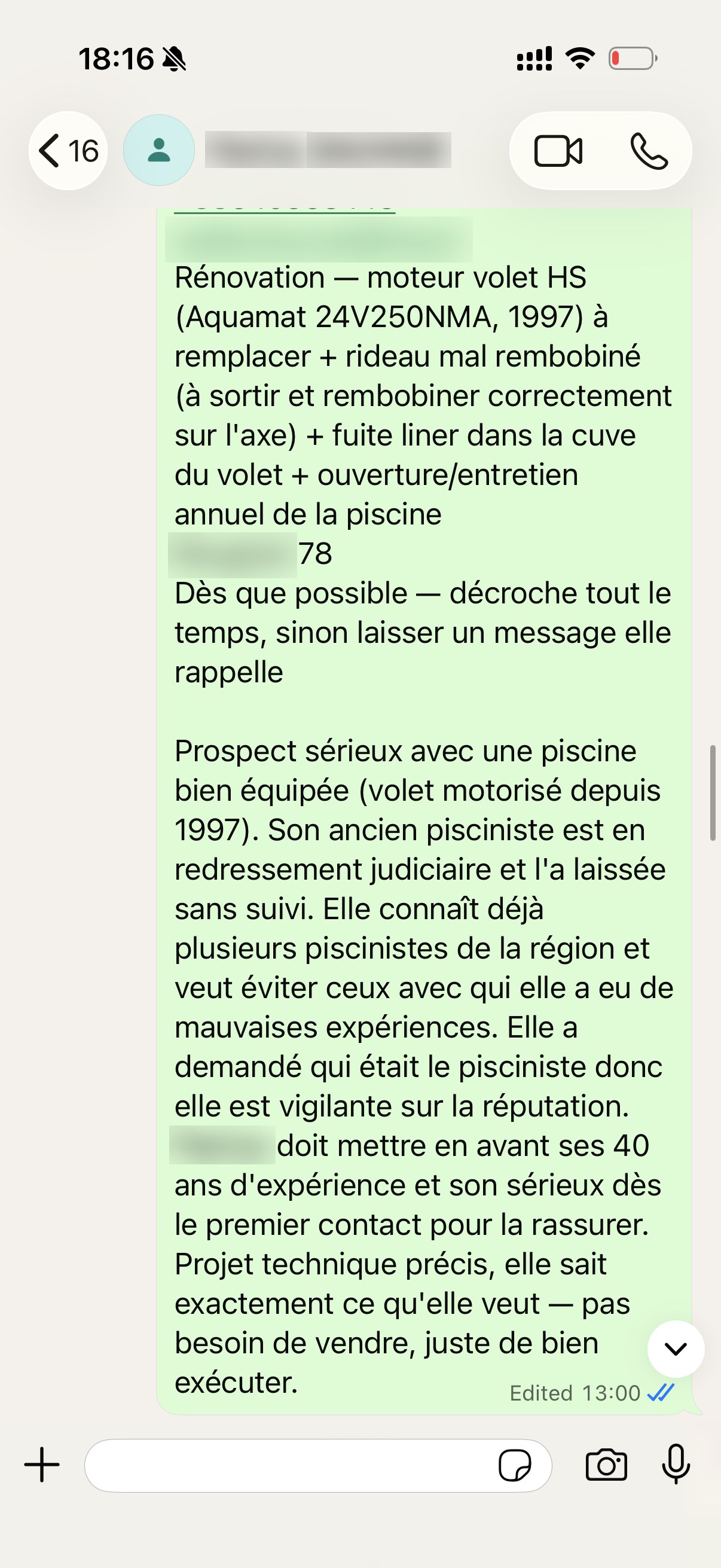 Infiniment Bleu — Patrice SAUVAGE — Rénovation volet et liner, urgence indiquée — Bougival (78).